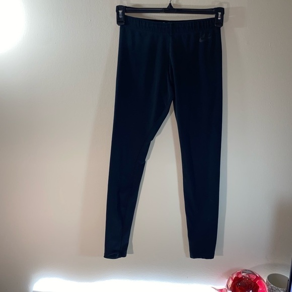 Nike Leggings Pull on Elastic Waist Full Leggings See a Leg Big Logo "Just Do It - Picture 1 of 10